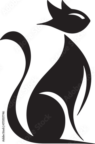 Black cat is crouching and ready to pounce  silhouette vector illustration 