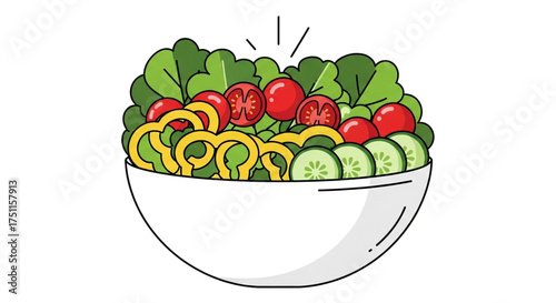 Delicious salad bowl with fresh vegetables tomatoes cucumbers and peppers for healthy eating and diet 100