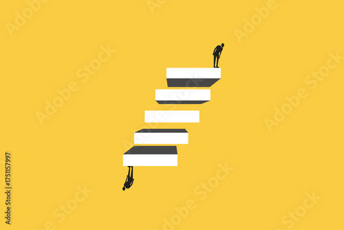 Business dispute or disagreement vector concept with two businessman far away from each other. Symbol of miscommunication, conflict, argument. Eps10 illustration