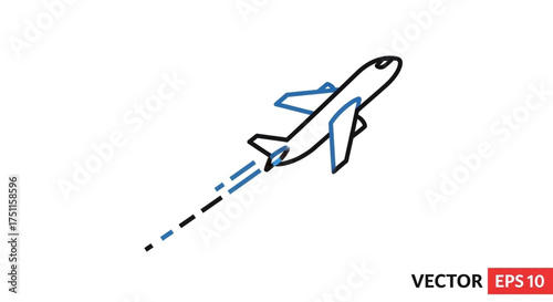 Airplane taking off vector illustration travel and tourism aviation flight transportation journey concept design
