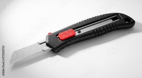 Close-Up of Box Cutter Knife Tool on White Surface