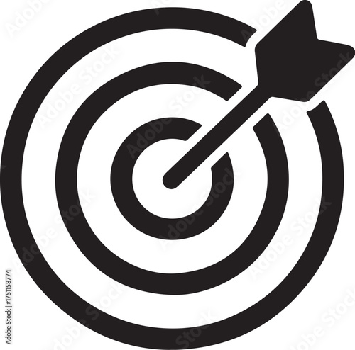 target with arrow hitting the center  vector silhouette illustration
