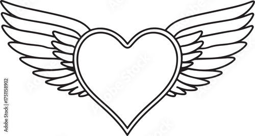 heart with wings vector silhouette illustration