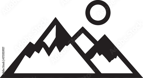 Mountain range with sun icon  silhouette vector  illustration 