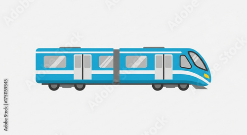 Illustration of a blue passenger train subway metro public transportation vehicle for city travel urban mobility