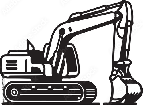 Illustration of an excavator, a heavy construction equipment machine  vector illustration

