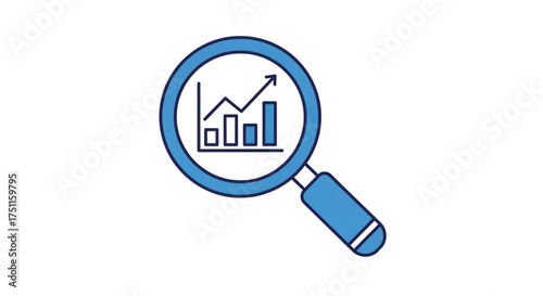 Data analysis with magnifying glass for business growth and market research and financial analysis tools