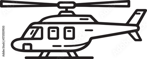 Helicopter line art, a modern symbol of air transport 
vector silhouette illustration