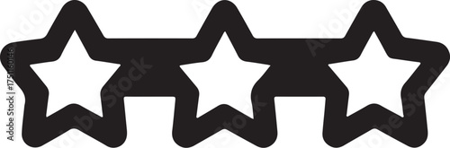 Three stars rating icon vector silhouette illustration
