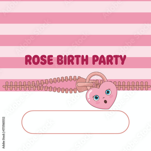 An abstract pink background vector illustration features bright pink stripes on a pale backdrop, ideal for a themed party with a doll-inspired surprise, and includes an open vector zipper and a cute