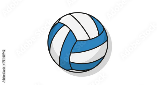 Blue and white volleyball illustration for sports equipment and beach game activities, team sport, ball game, round 100