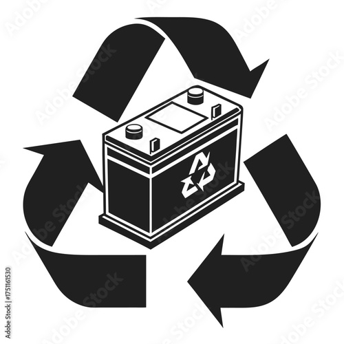 Car battery recycling symbol isolated on white background