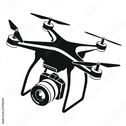 Drone with camera isolated on white background