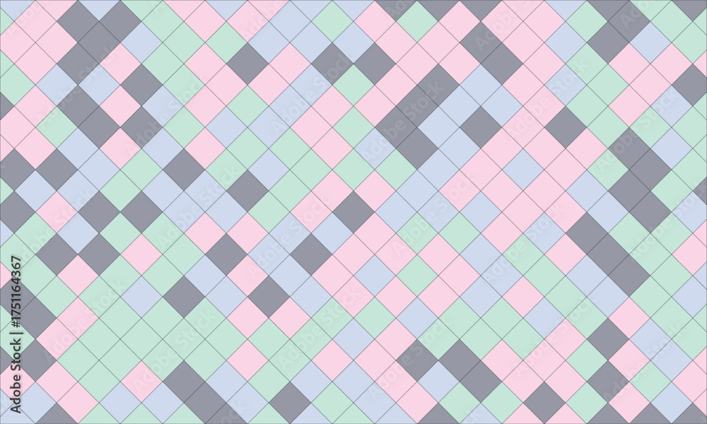 Fototapeta premium Abstract Geometric Pattern with Pastel Colors and Diamond Shapes in a Repeating Tessellation