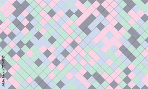 Abstract Geometric Pattern with Pastel Colors and Diamond Shapes in a Repeating Tessellation