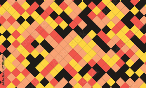Geometric Abstract Pattern with Warm Color Palette and Rhombus Shapes