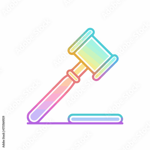 Sleek Neon Gavel Icon Vector Design