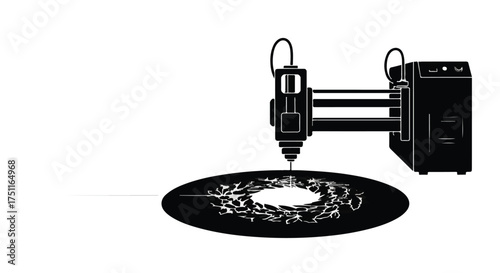 Precision 3D printer creating intricate design on circular surface