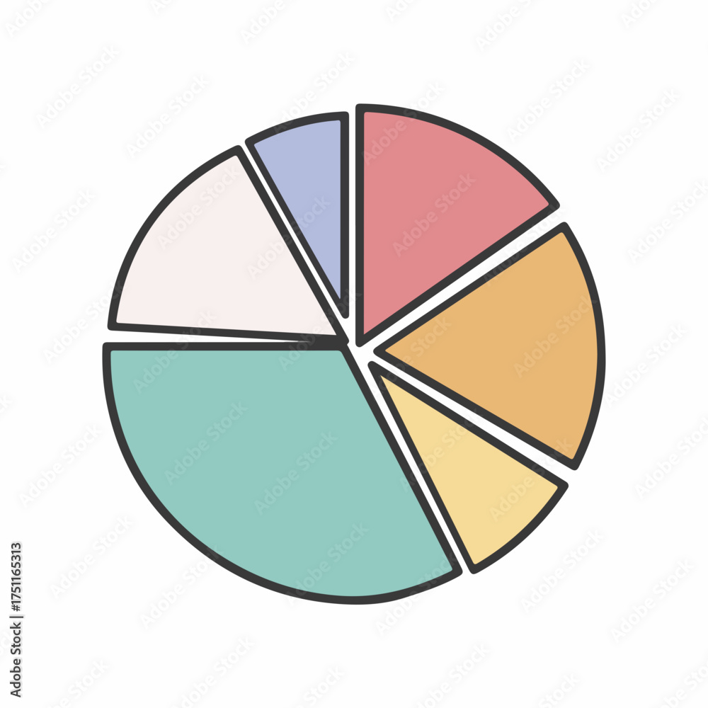 Obraz premium Simple Outline Pie Chart Icon Design