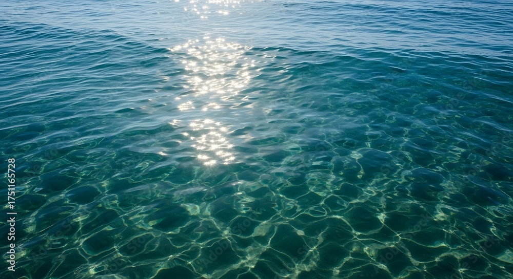 Obraz premium Sunlight dancing on the tranquil, turquoise ocean surface.