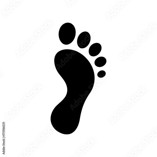 Simple Walking Footprint Silhouette Minimal Travel Path Symbol Clean Vector Illustration with White Background
