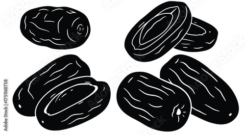 Dates: A close-up view showcases the elegant shapes and rich textures of wholesome dried dates, offering a glimpse of their deliciousness.