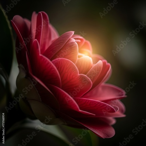 Radiant Camellia Blossom - A Study in Light and Shadow.