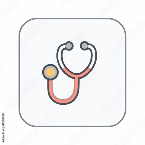 Monoline Stethoscope Medical Icon Design