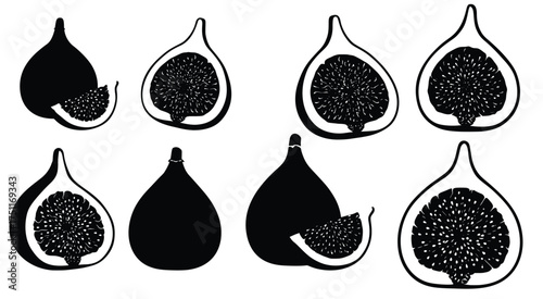 Fig Silhouettes:  Elegant and minimalistic silhouettes of fresh figs, capturing the essence of this exotic fruit, showcasing its unique form and intricate internal texture.
