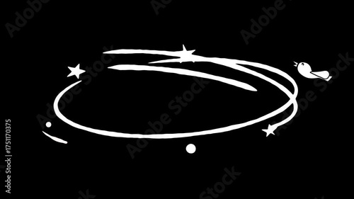 Knock out cartoon effects with stars line and bird on alpha channel. dizzy confused animation transparent