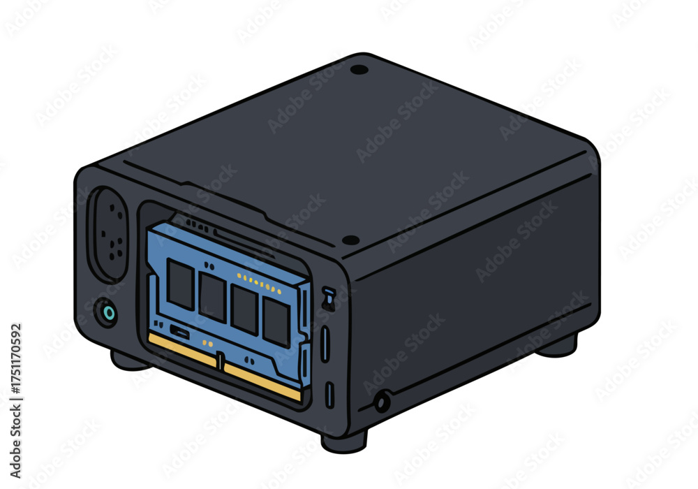 Fototapeta premium Isometric illustration of a Smart Unity computer case. Clean, modern design with a focus on technology and digital solutions. Suitable for tech, business, and innovation themes.