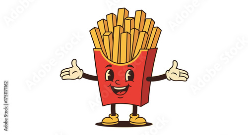 Happy French Fries Cartoon Mascot Illustration