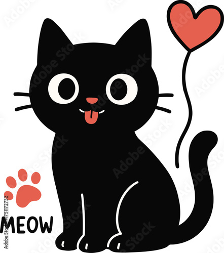 Cat Heart Meow Scalable SVG Vector Graphic with Editable Paths and Layers for Web, UI Design, Digital Art, and Print Applications