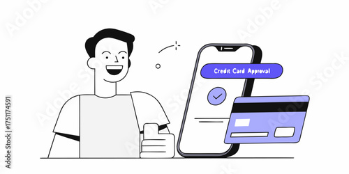 Credit Card Approval on Smartphone Illustration Financial Application Accepted