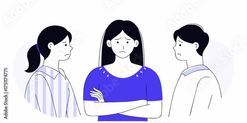 Sadness Between People, Feeling Down, Difficult Emotions, Illustration, Vector Graphic