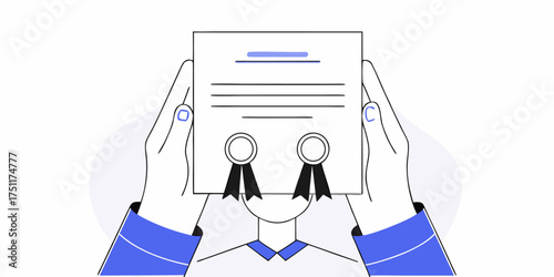 Certificate Presentation Person Holding Diploma with Seal of Approval