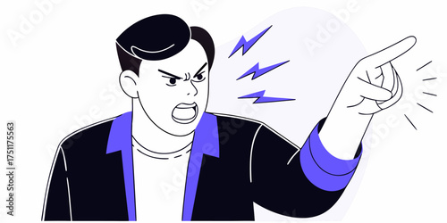 Furious Business Man Pointing Angry Business Employee Illustration Design