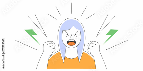 Angry Woman Yelling Outburst Furious Female Character Showing Rage Outburst Issues