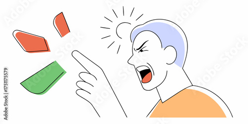 Frustrated Man Yelling Angry Outline Character Illustration Anger Management Issues