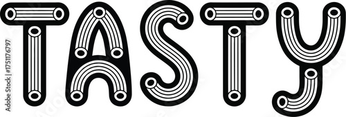 Tasty pasta typography concept design delicious food illustration macaroni letters