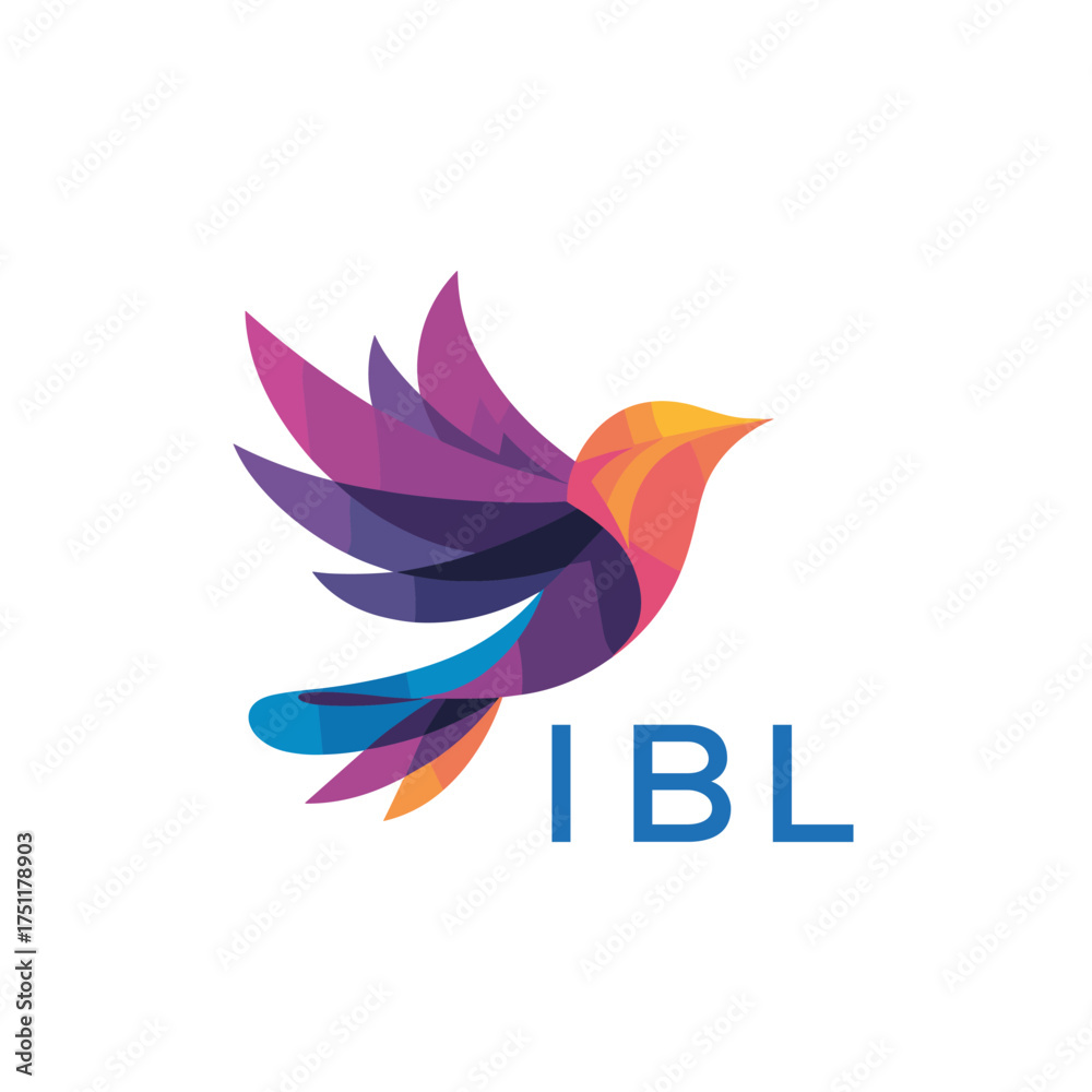 Obraz premium “Colorful Abstract Bird Logo Design – IBL Later Logo, Modern Geometric Vector Illustration” 