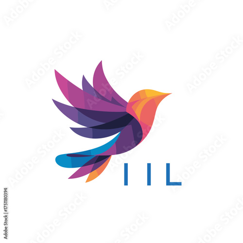 “Colorful Abstract Bird Logo Design – IIL Later Logo, Modern Geometric Vector Illustration”
