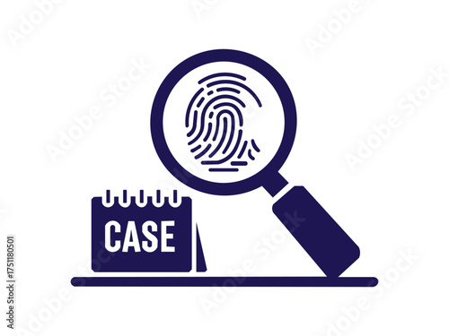 Illustration of a fingerprint under a magnifying glass isolated on white background