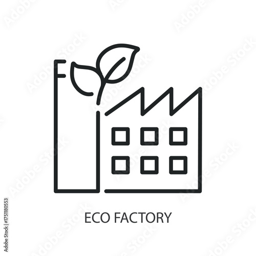 Eco factory thin line vector icons.