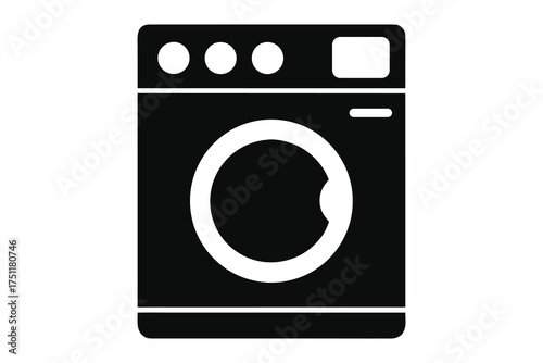 Washing machine front view laundry appliance domestic cleaner equipment illustration