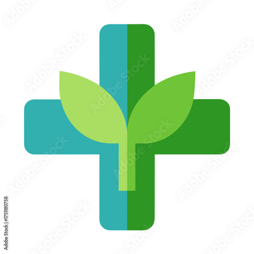 Alternative medicine icon with green plant leaf