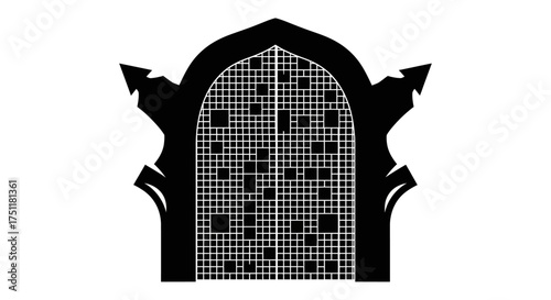 Architectural Window Grid Design A Detailed Black and White Graphic