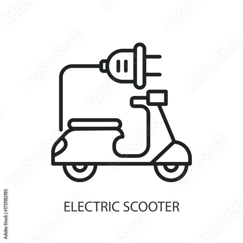 Electric scooter thin line vector icons.