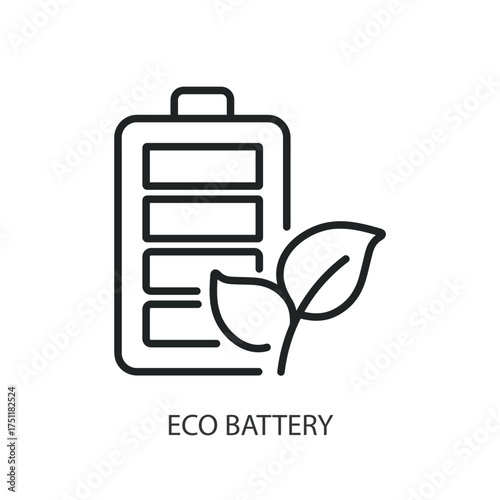 Eco battery thin line vector icons.
