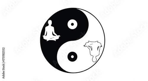 Serene balance of meditation and nature within the yin yang symbol